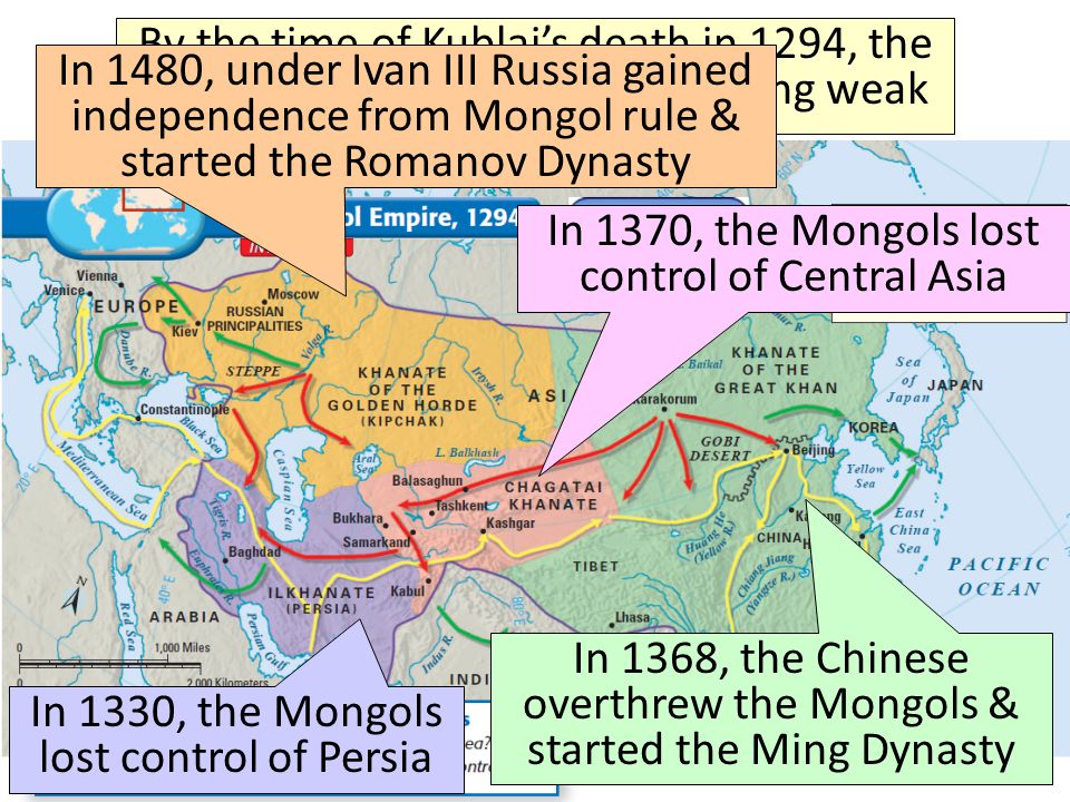 In 1370, the Mongols lost control of Central Asia