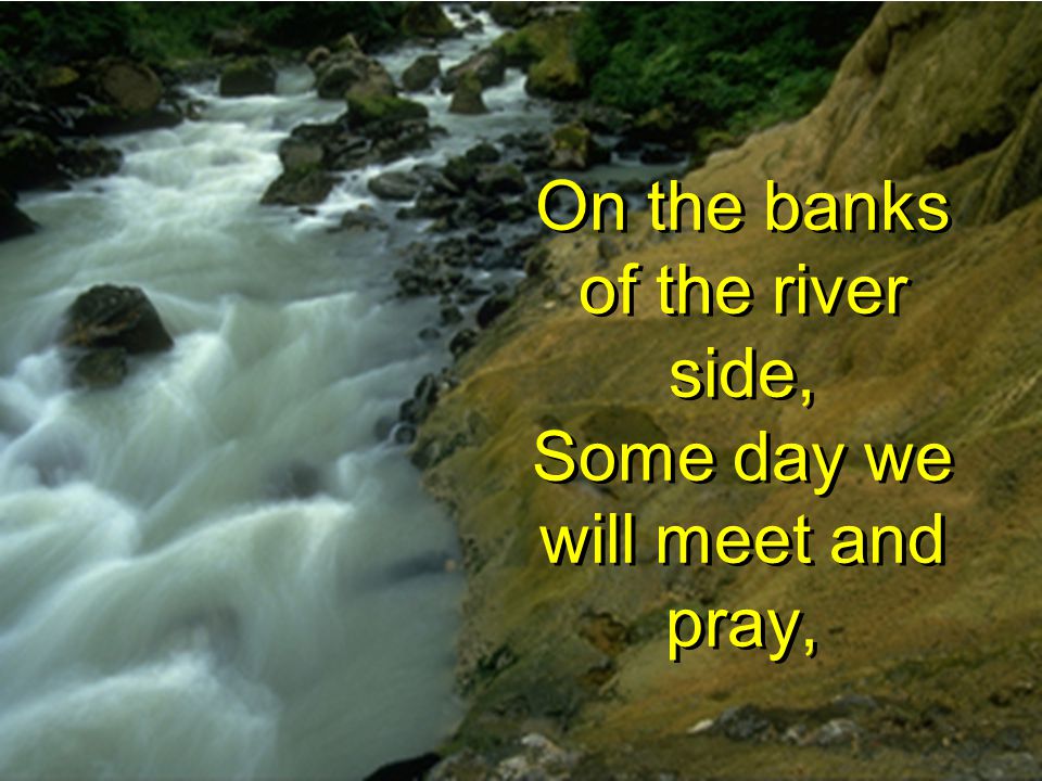 On the banks of the river side, Some day we will meet and pray,