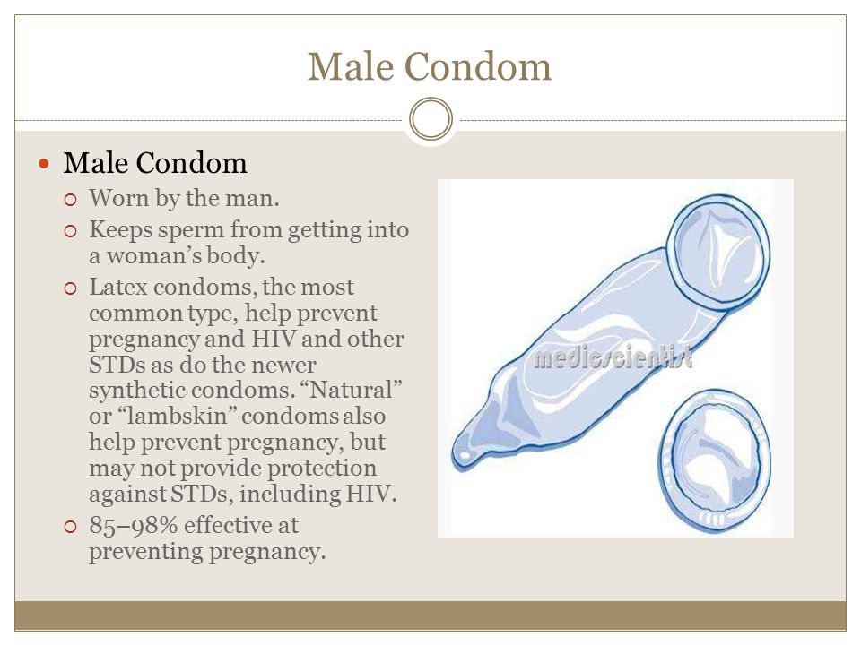 Male Condom Male Condom Worn by the man.
