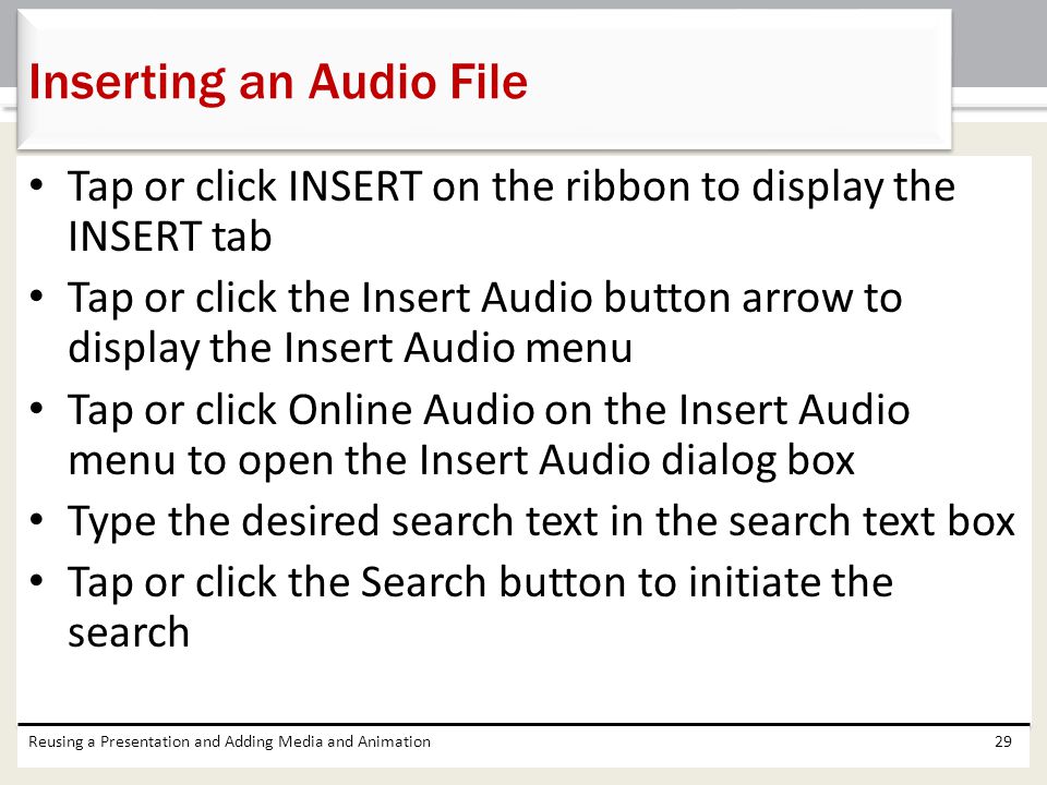 Inserting an Audio File