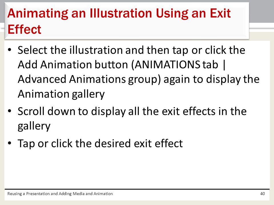 Animating an Illustration Using an Exit Effect