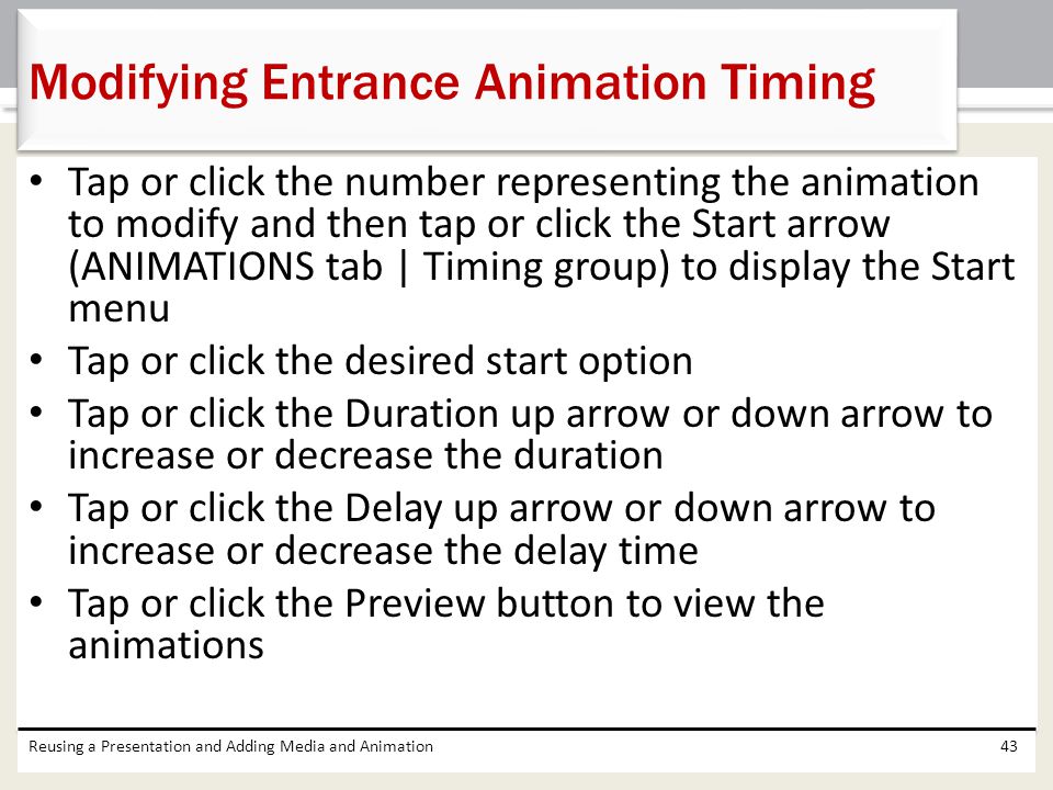 Modifying Entrance Animation Timing