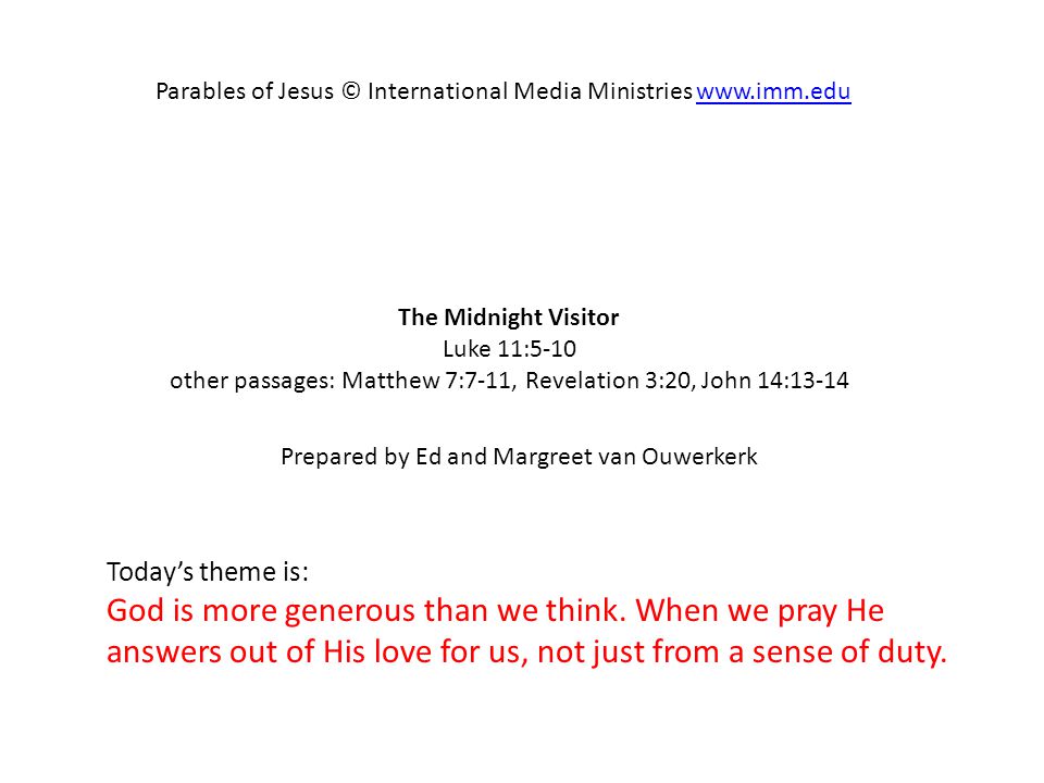 Parables of Jesus © International Media Ministries