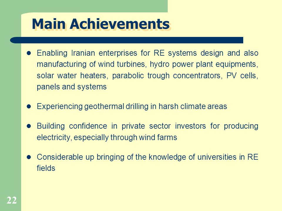 Main Achievements