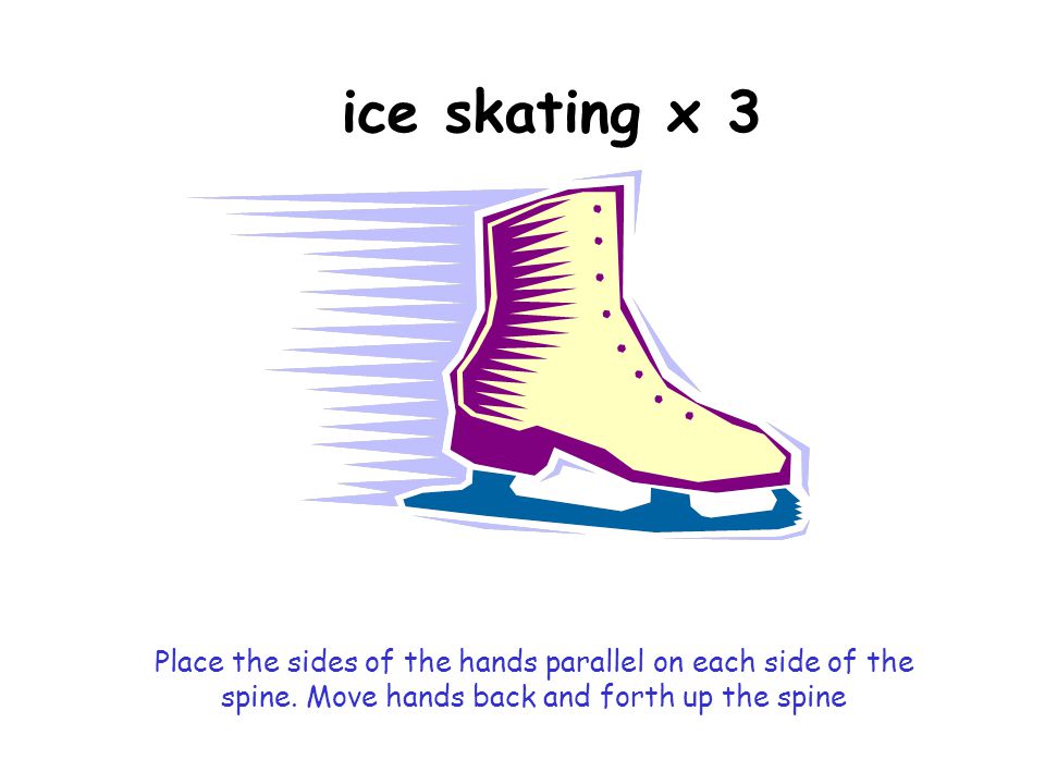 ice skating x 3 Place the sides of the hands parallel on each side of the spine.