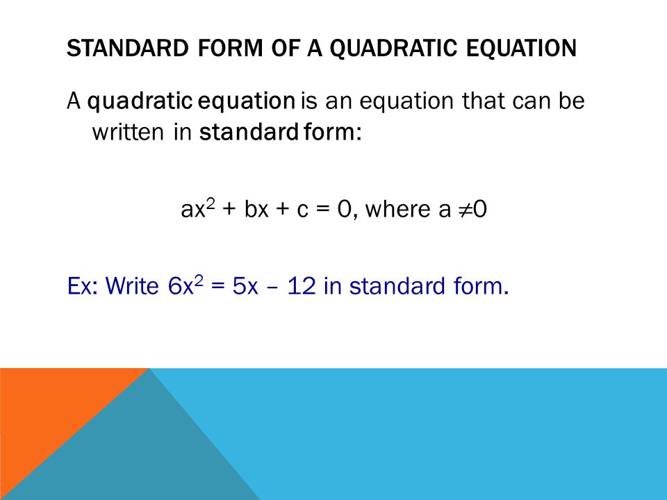 Standard form of a quadratic equation