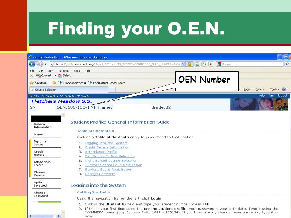 Finding your O.E.N. OEN Number