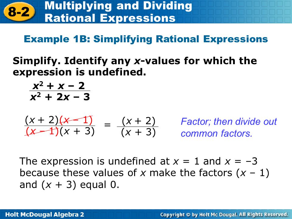 Example 1B: Simplifying Rational Expressions