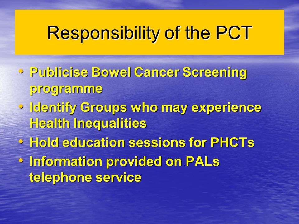 Responsibility of the PCT