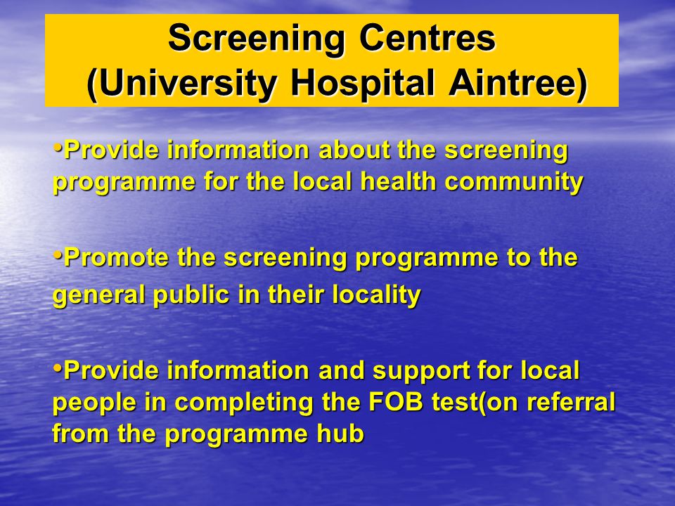 Screening Centres (University Hospital Aintree)