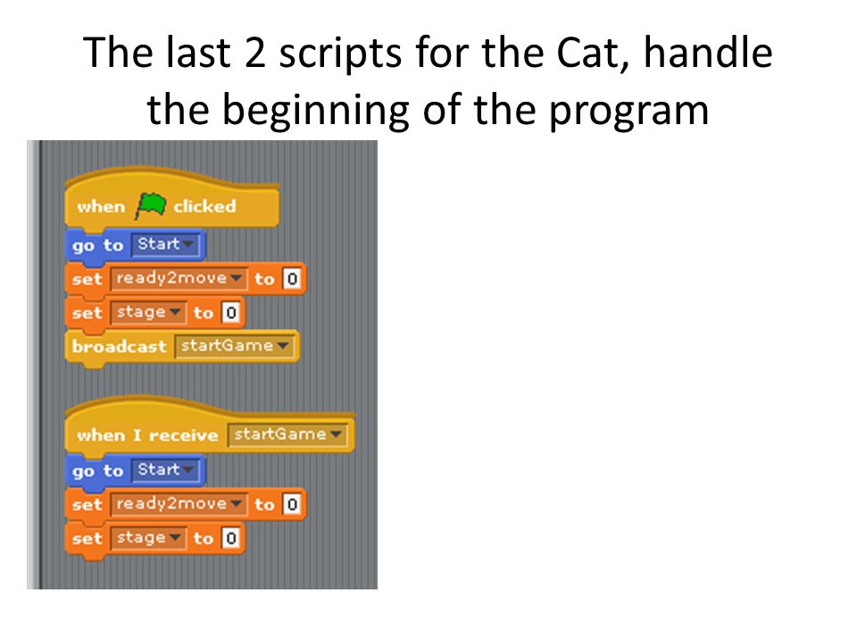 The last 2 scripts for the Cat, handle the beginning of the program