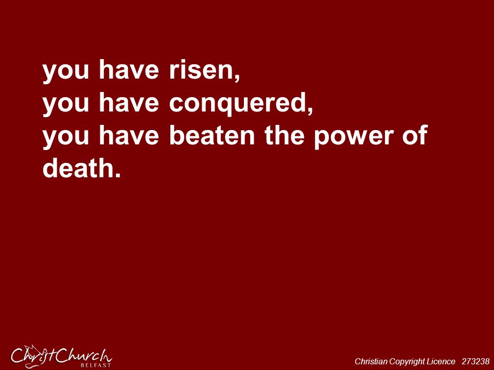 you have risen, you have conquered, you have beaten the power of death.