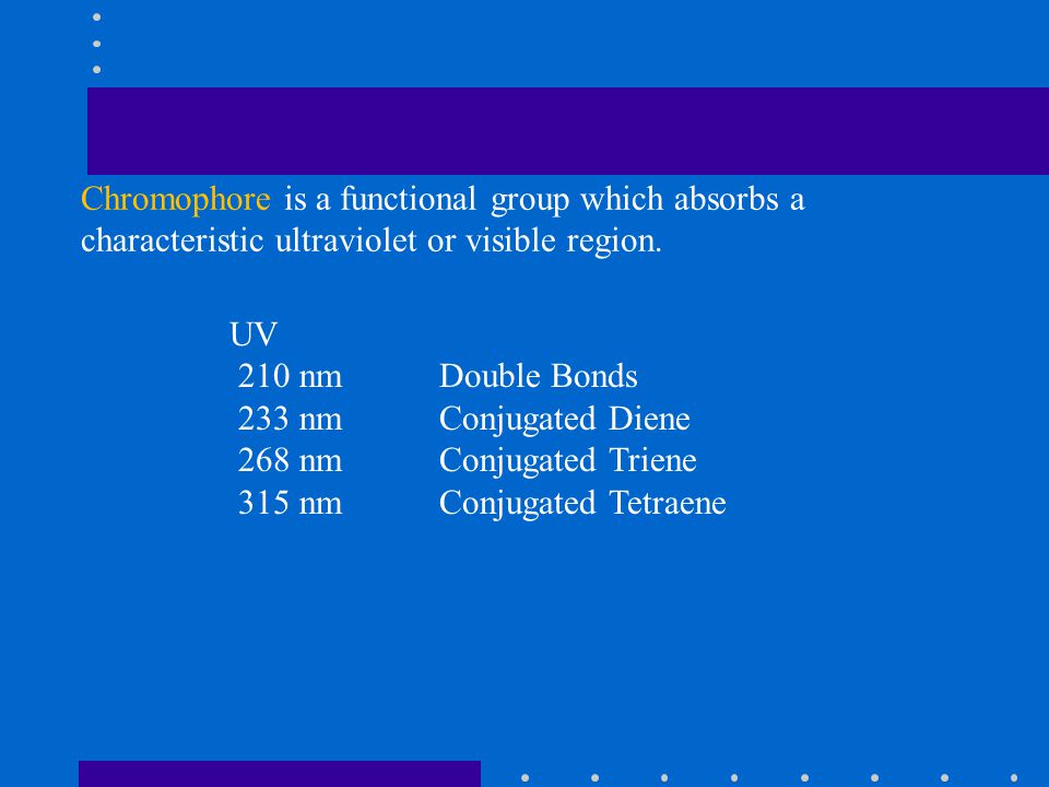 Chromophore is a functional group which absorbs a characteristic ultraviolet or visible region.