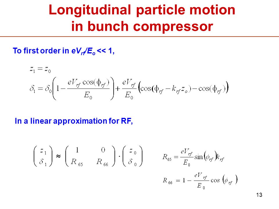 Longitudinal particle motion in bunch compressor