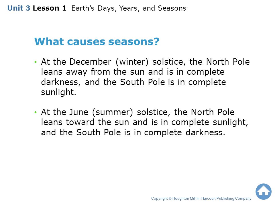 Unit 3 Lesson 1 Earth’s Days, Years, and Seasons