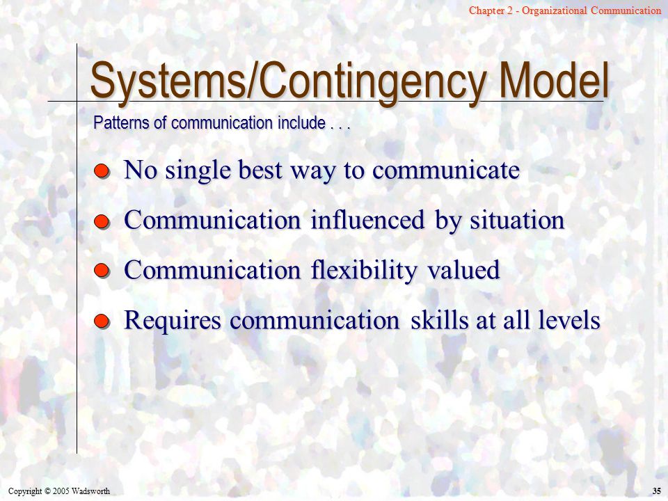 Systems/Contingency Model
