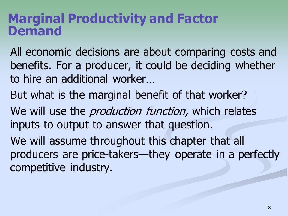 Marginal Productivity and Factor Demand