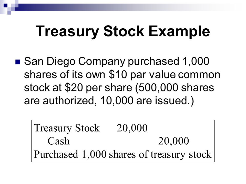 Treasury Stock Example