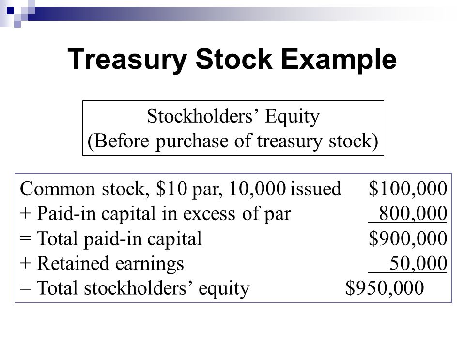Treasury Stock Example