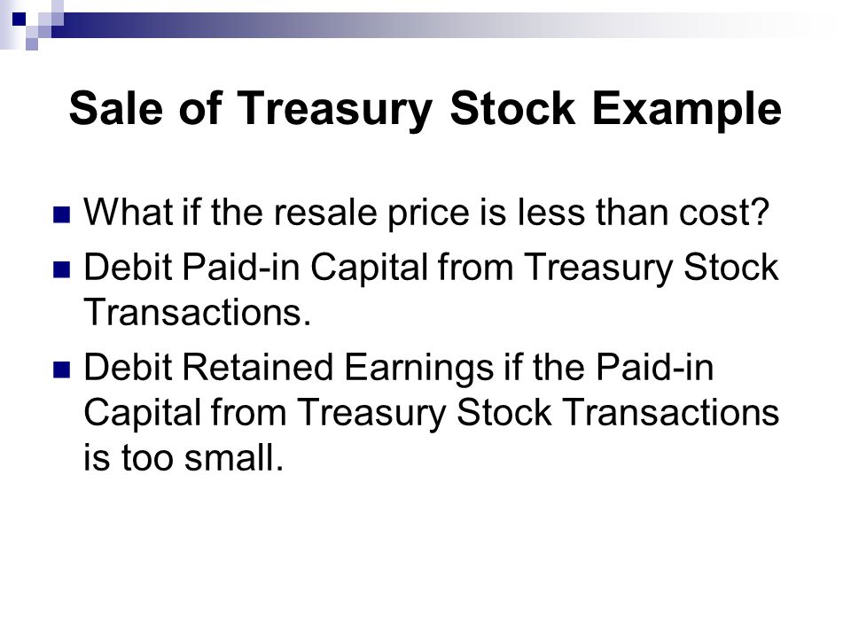 Sale of Treasury Stock Example