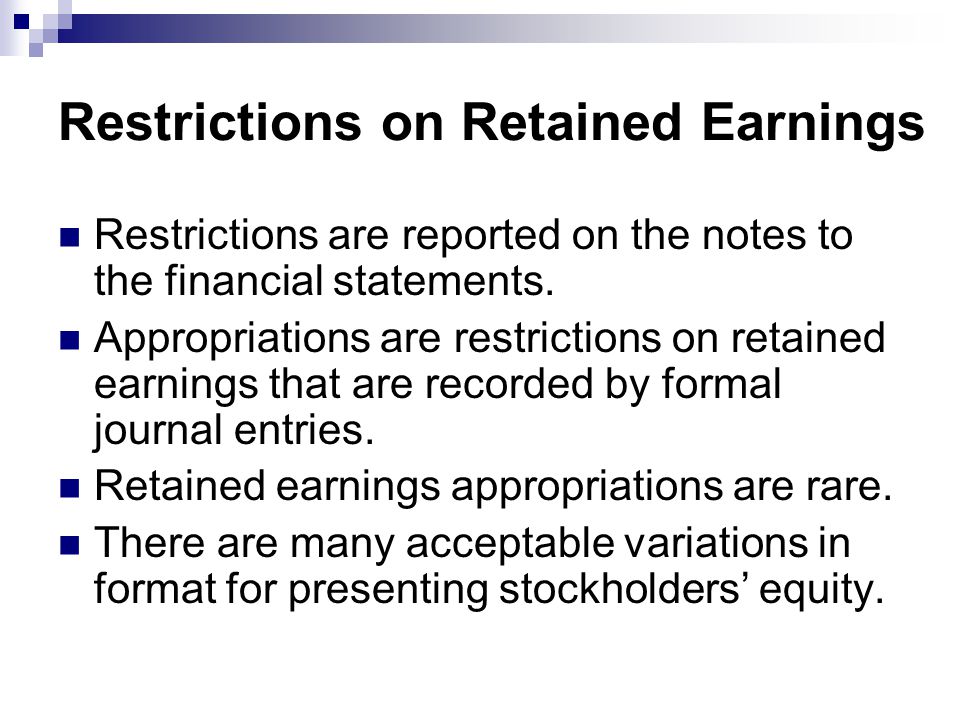 Restrictions on Retained Earnings