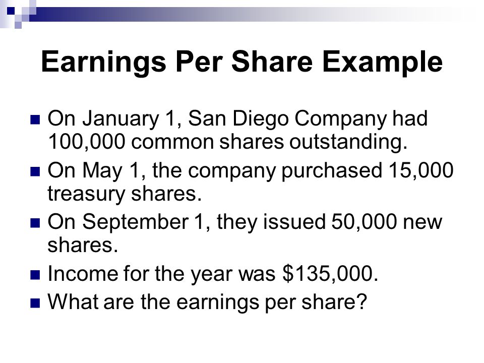 Earnings Per Share Example