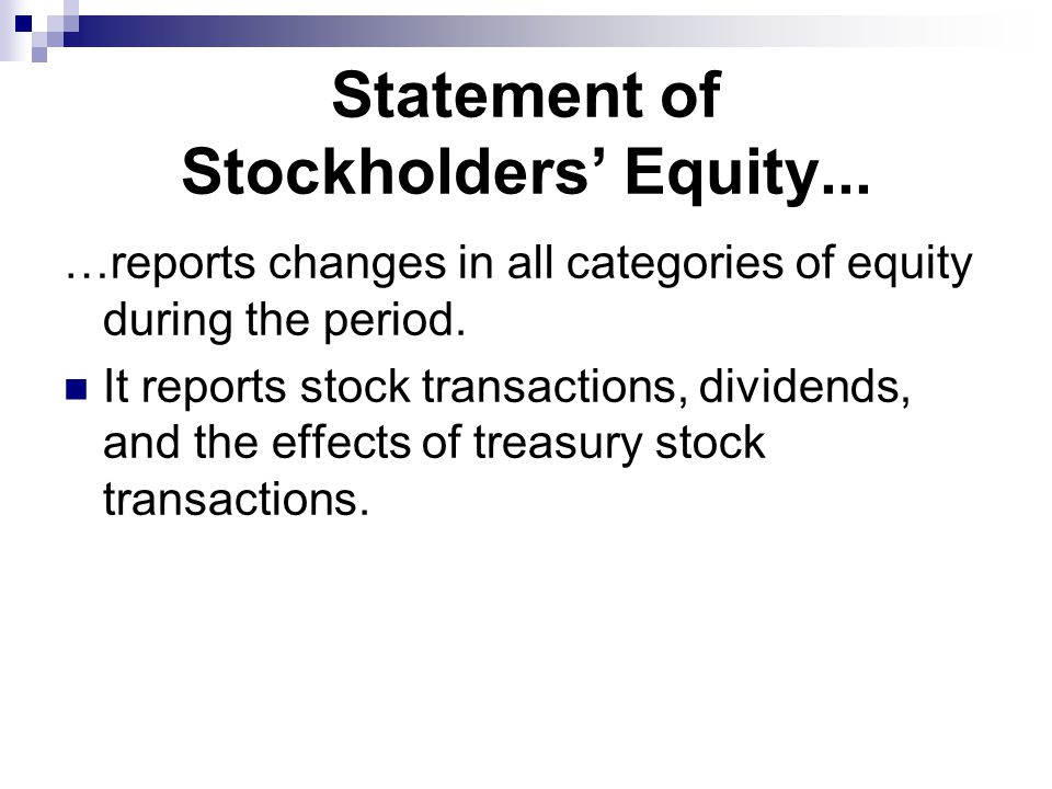 Statement of Stockholders’ Equity...
