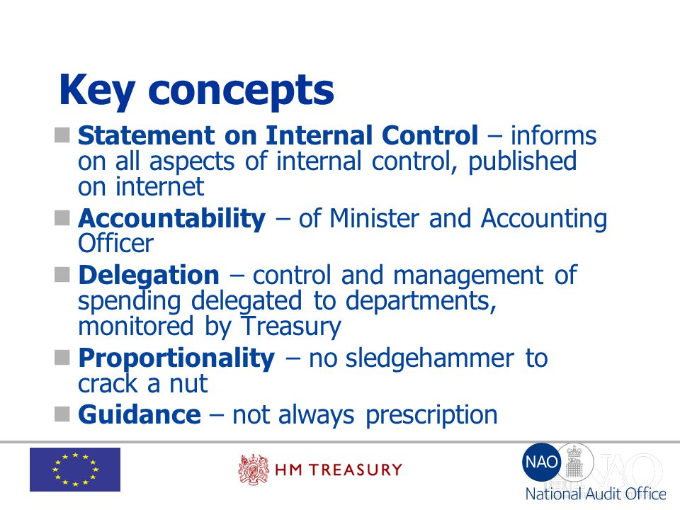 Key concepts Statement on Internal Control – informs on all aspects of internal control, published on internet.