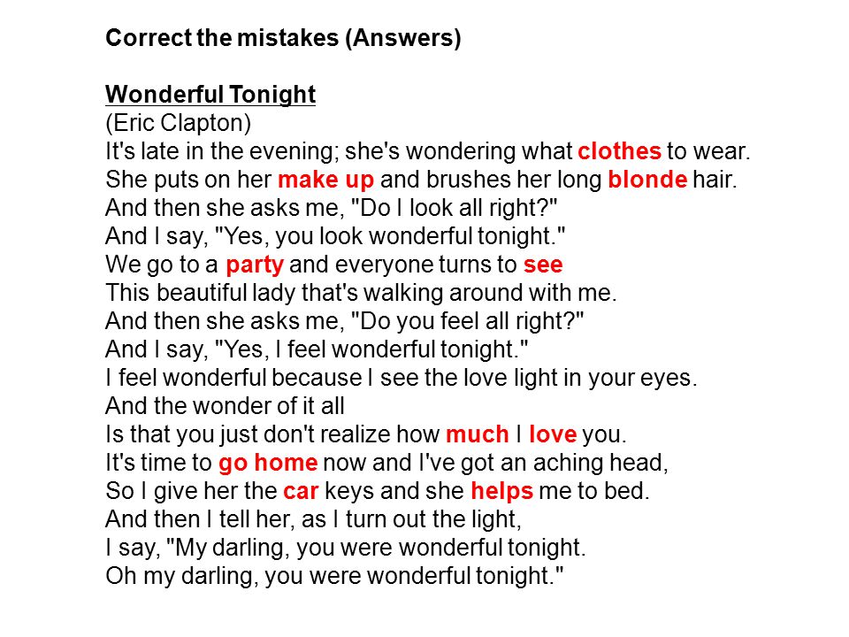 Correct the mistakes (Answers)