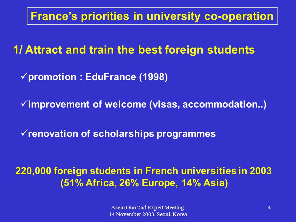 France’s priorities in university co-operation