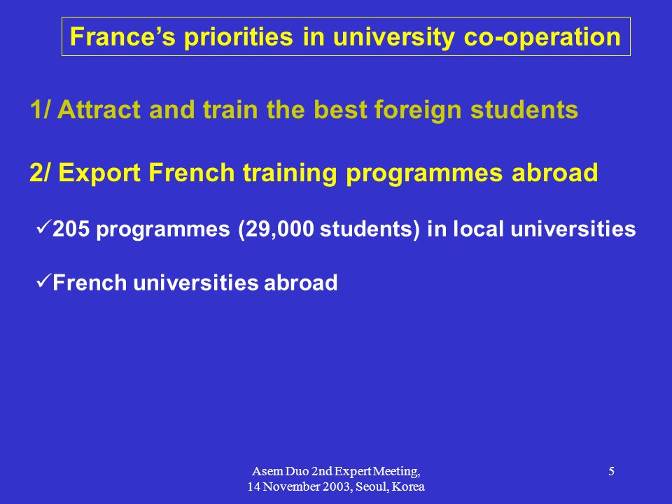 France’s priorities in university co-operation