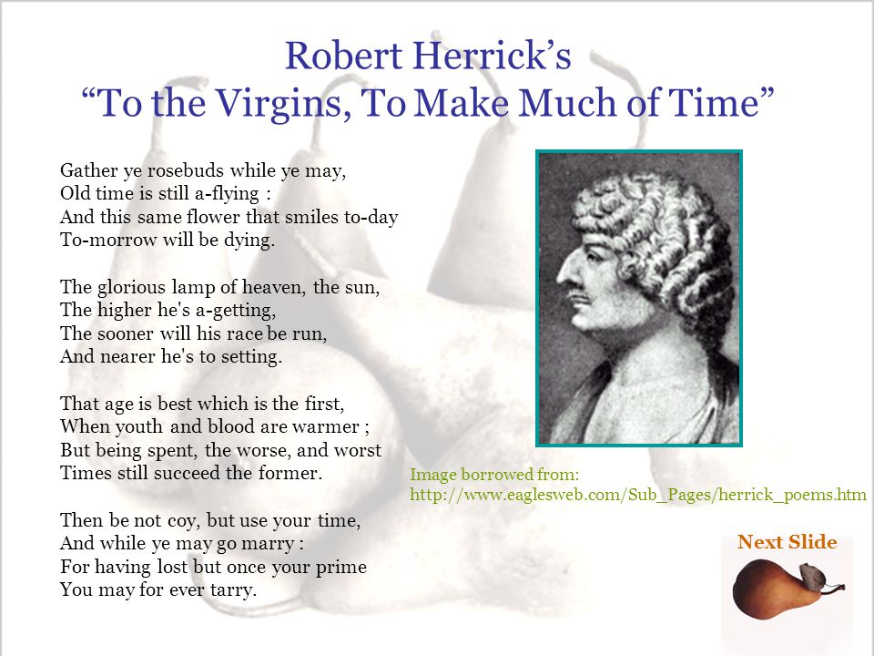 To the Virgins, To Make Much of Time