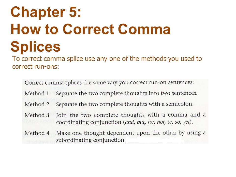 Chapter 5: How to Correct Comma Splices