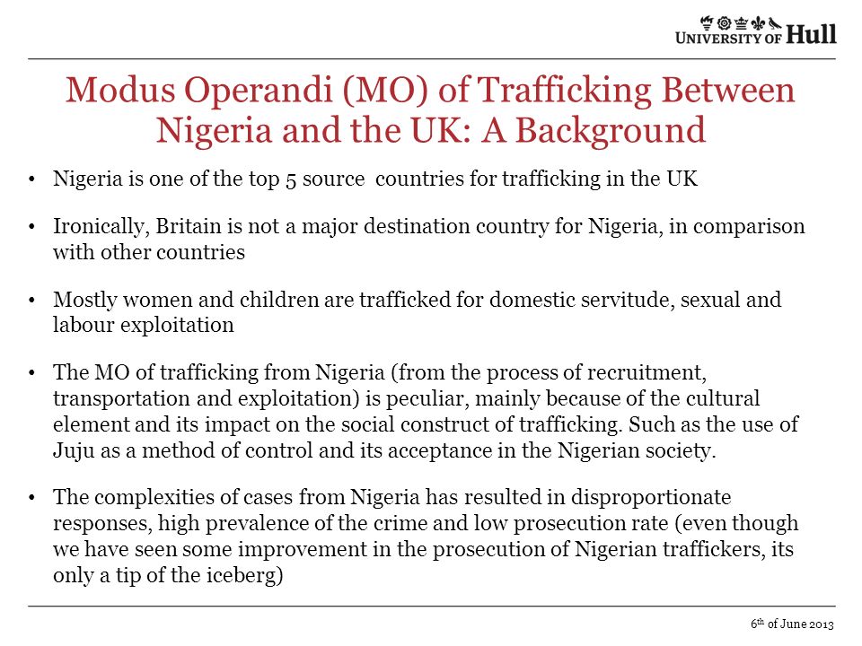 Modus Operandi (MO) of Trafficking Between Nigeria and the UK: A Background