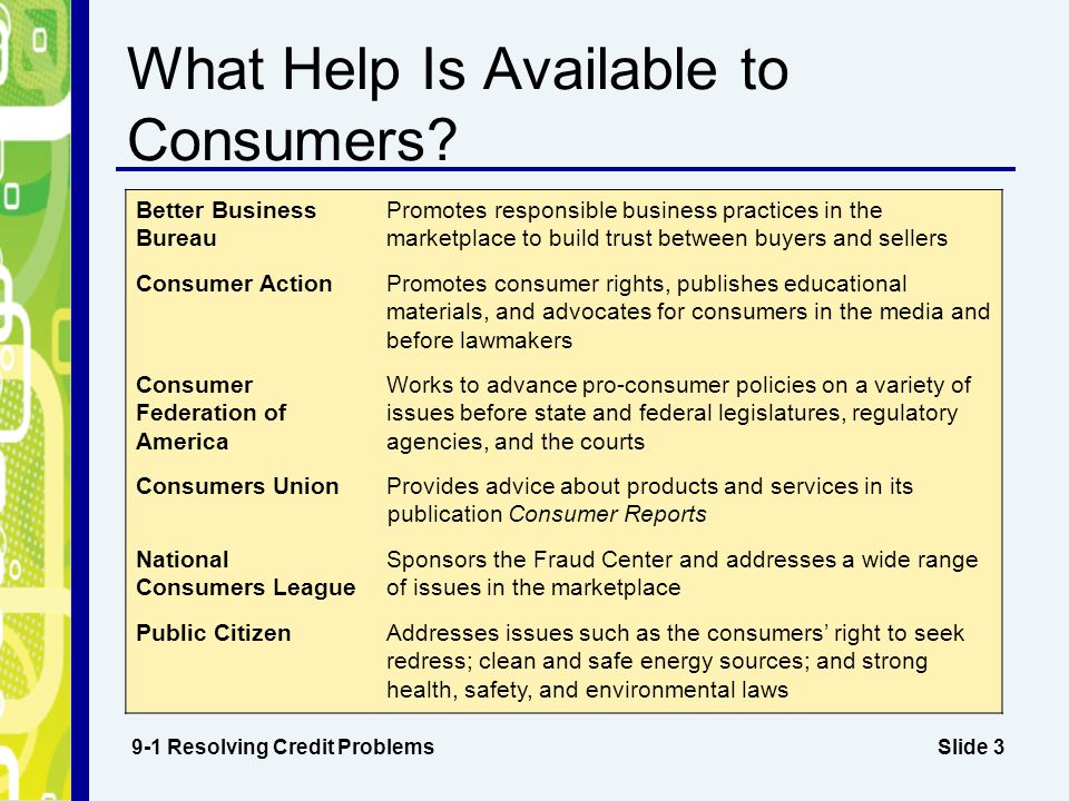 What Help Is Available to Consumers