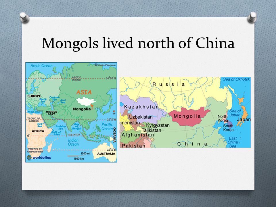 Mongols lived north of China