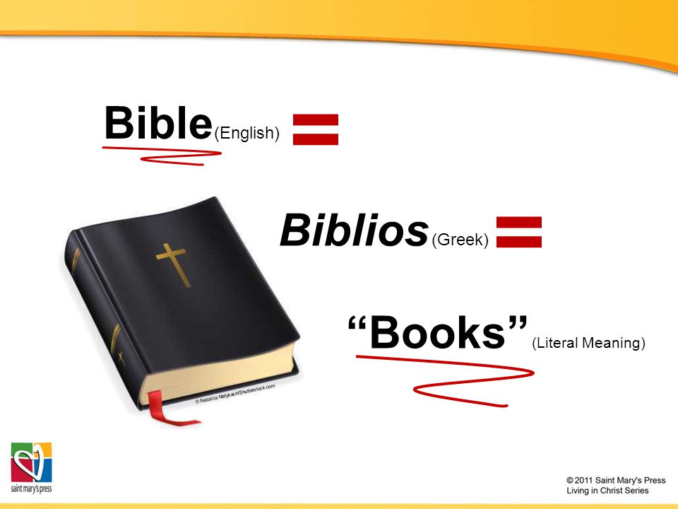 = = Bible(English) Biblios (Greek) Books (Literal Meaning)