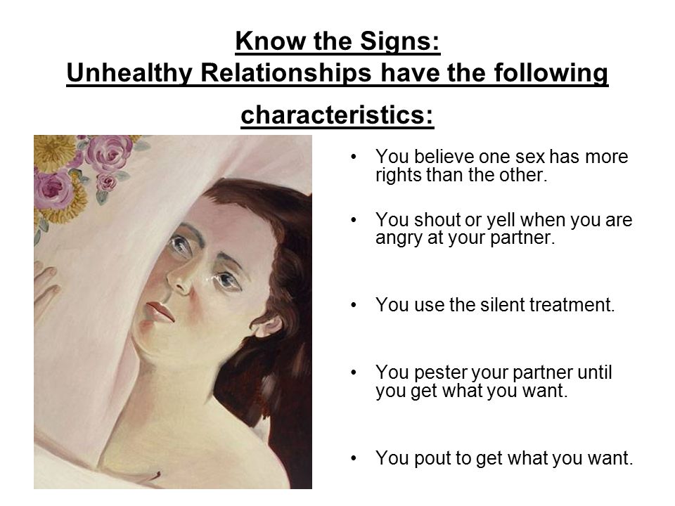 Know the Signs: Unhealthy Relationships have the following characteristics: