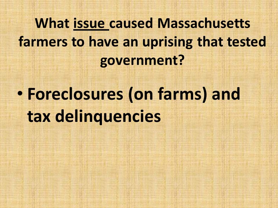 Foreclosures (on farms) and tax delinquencies