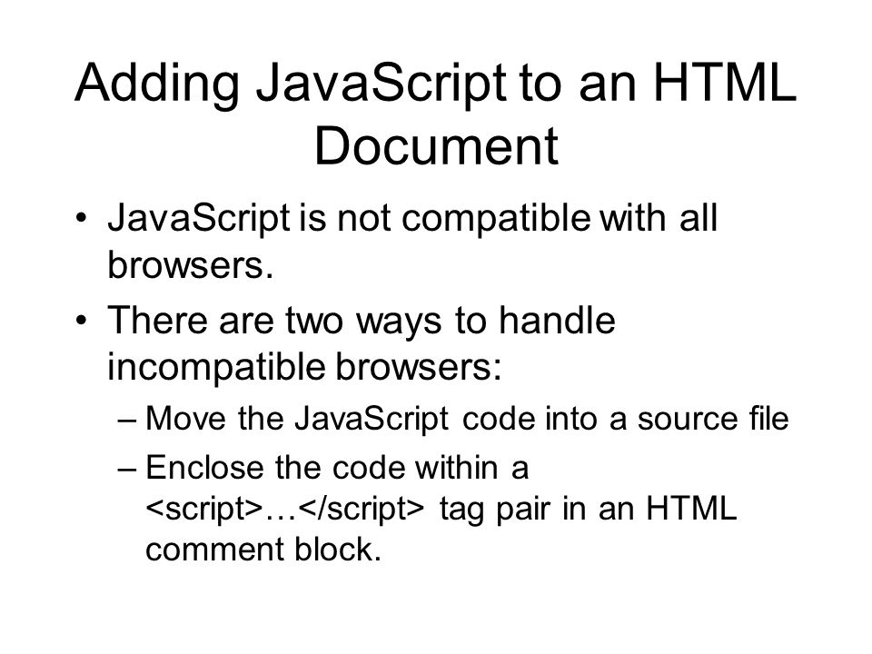 Adding JavaScript to an HTML Document