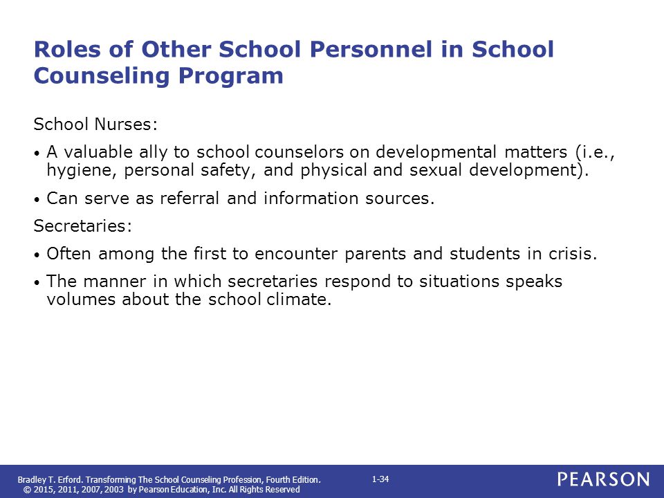 Roles of Other School Personnel in School Counseling Program