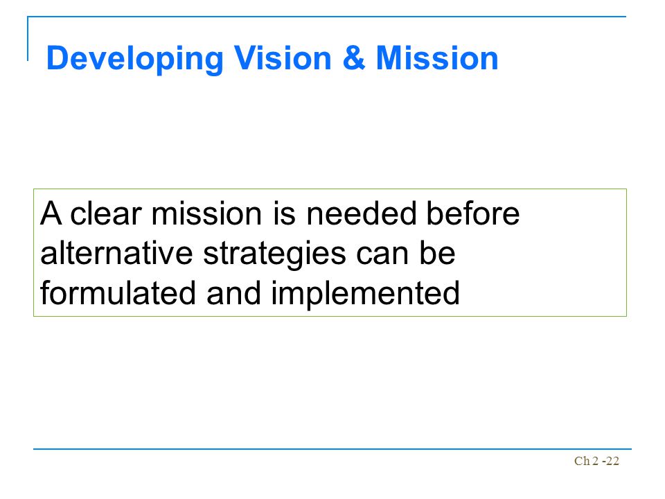 Developing Vision & Mission
