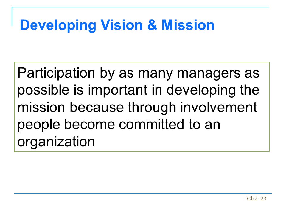 Developing Vision & Mission