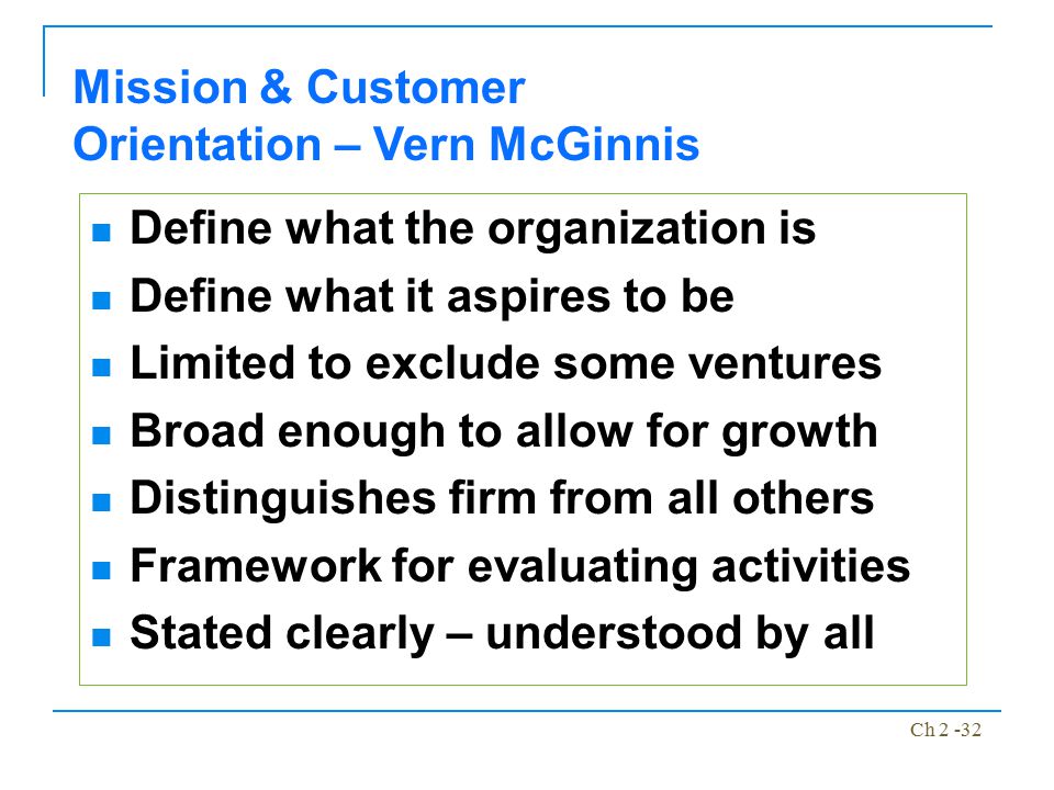 Mission & Customer Orientation – Vern McGinnis
