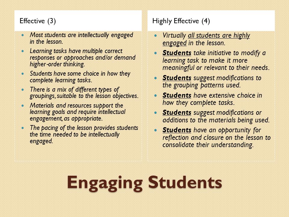 Engaging Students Effective (3) Highly Effective (4)