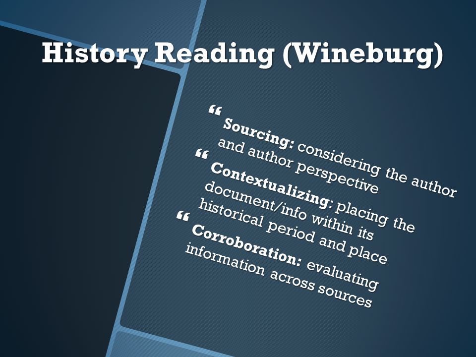 History Reading (Wineburg)