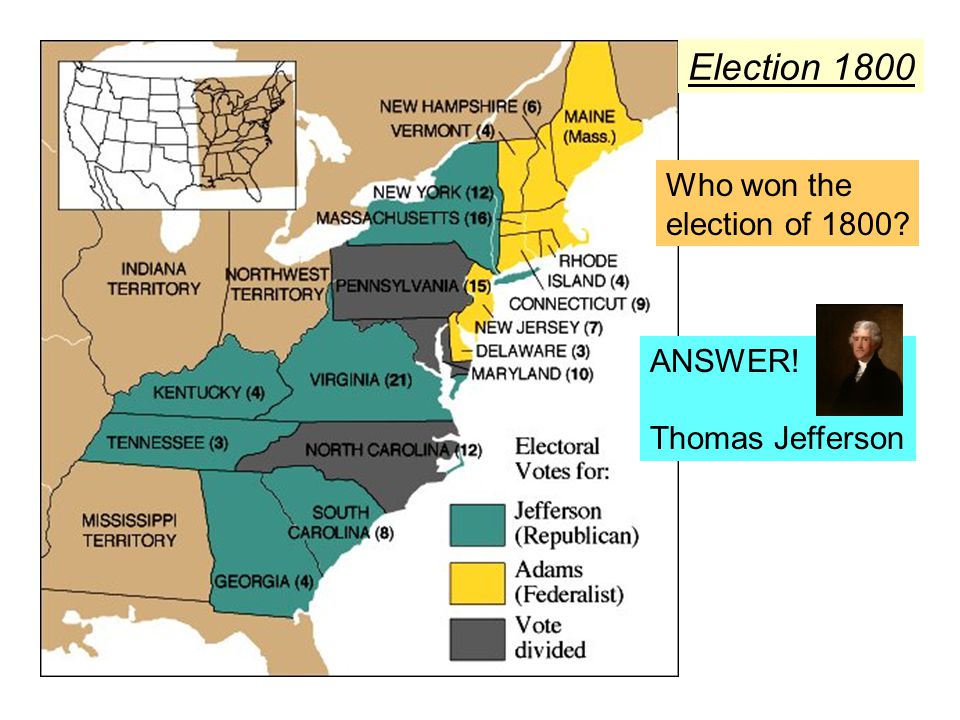 Election 1800 Who won the election of 1800 ANSWER! Thomas Jefferson