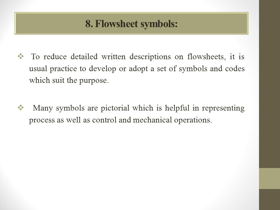 8. Flowsheet symbols:
