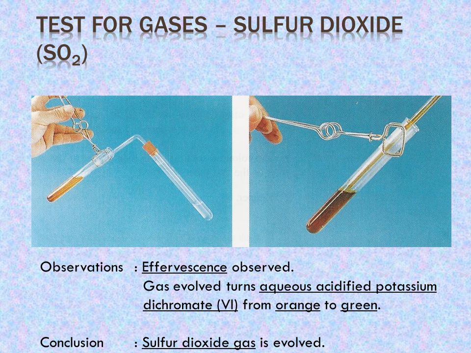 Test for Gases – Sulfur Dioxide (SO2)