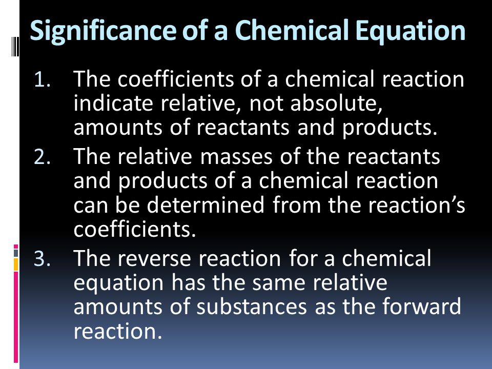 Significance of a Chemical Equation
